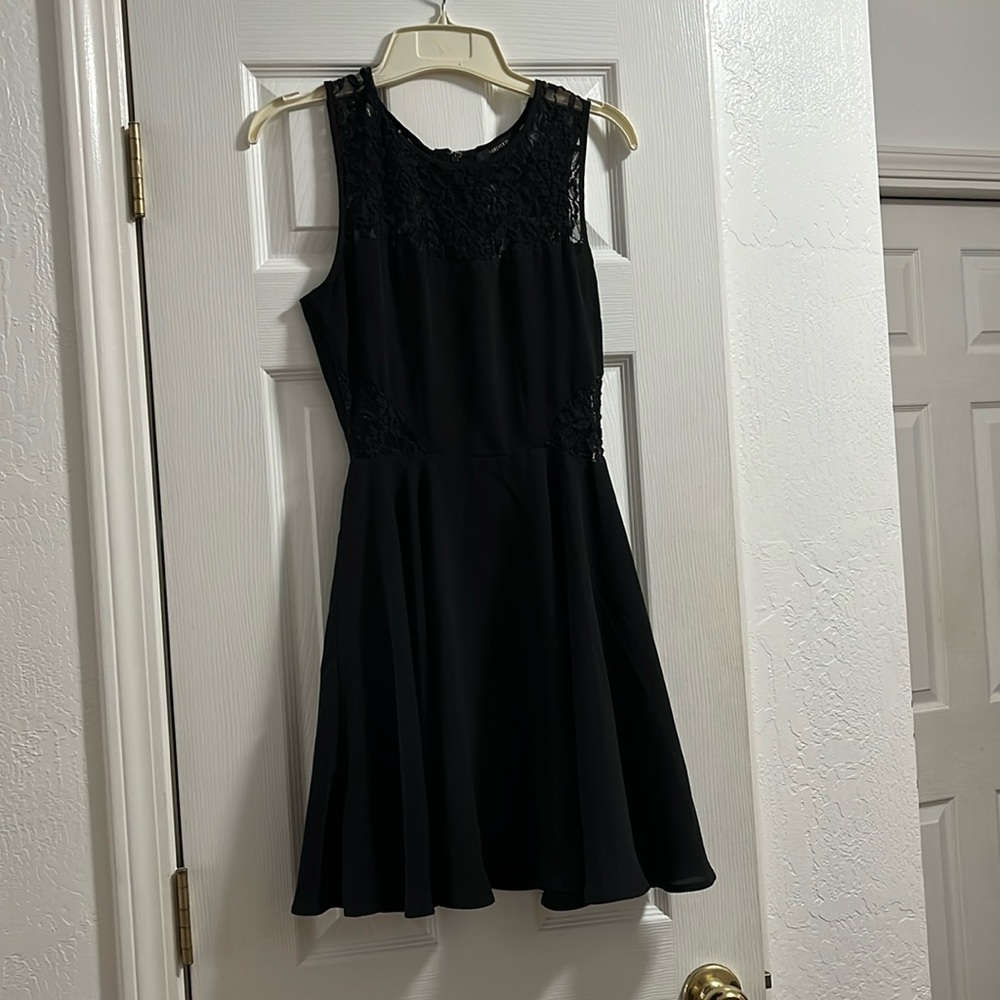 Forever 21 Black Mini Dress with Lace Cutouts